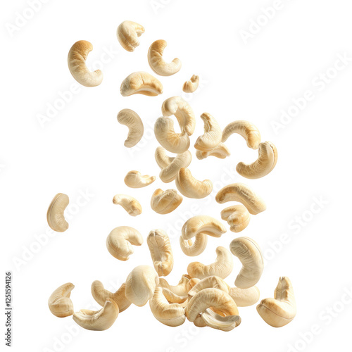 Cashew nut failing and flying in the air 