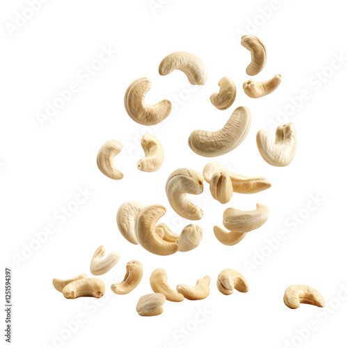 Cashew nut failing and flying in the air 