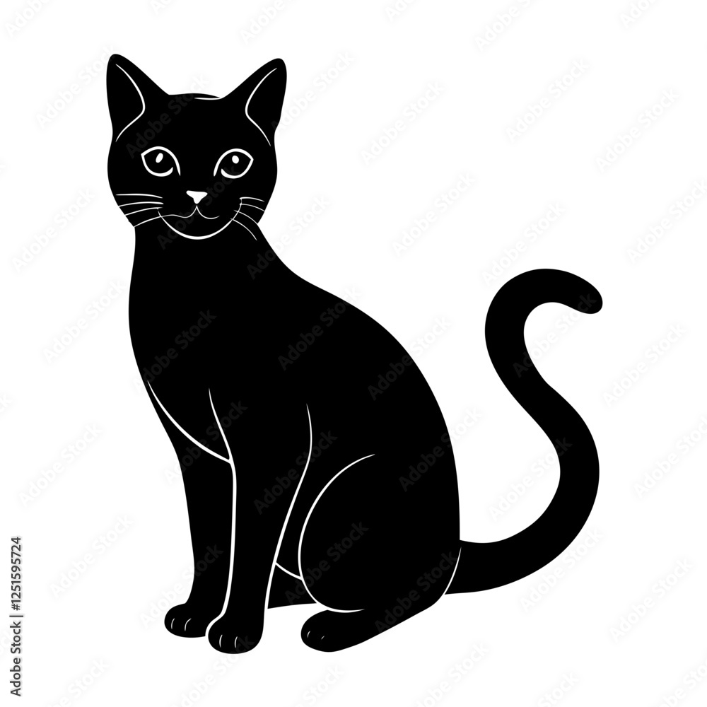 Fototapeta premium A cat silhoutte illustration on white background.