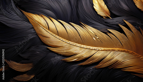 gold accent on black feather texture