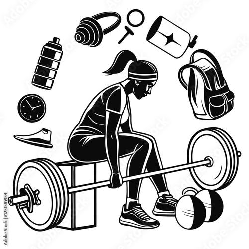 women lifting weights, fitness silhouettes, strength training, workout poses,