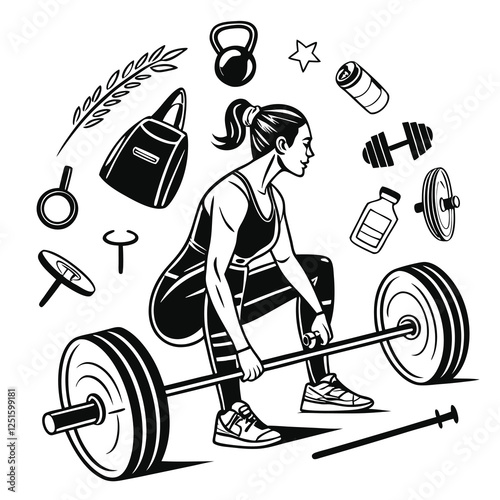 women lifting weights, fitness silhouettes, strength training, workout poses, dumbbell exercises,
