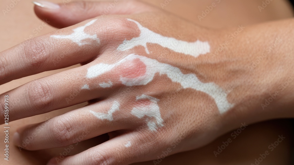 Close-up of a Hand with Vitiligo: Understanding the Skin Condition Close-up of a Hand with Vitiligo: Understanding the Skin Condition
