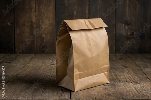 A paper grocery bag on a white background.