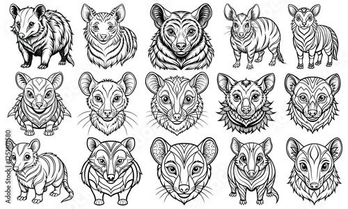 Mammal Coloring Page for Kids in Adorable Line Art, Adults in Line Drawing, Perfect for Children's Activity Books or Toddler Fun. Isolated on White Background, Designed for Creativity.