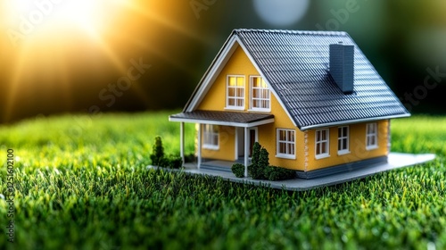 Wallpaper Mural Small House on Grass in Warm Sunlight. Torontodigital.ca