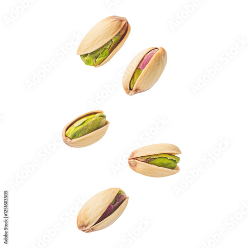 Pistachios flying in the air 