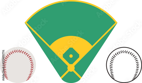 Baseball field logo. Isolated baseball field on white background