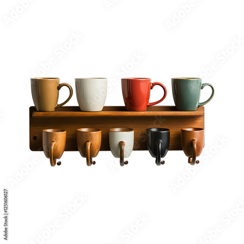 Hanging Mug Racks with Customizable Hooks Isolated on Transparent Background
