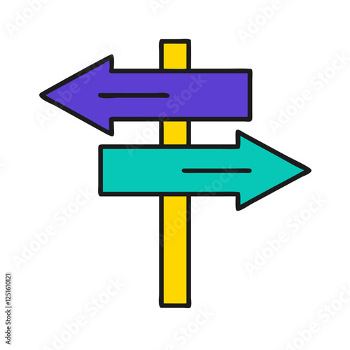 Directional signs pointing in opposite directions against white background