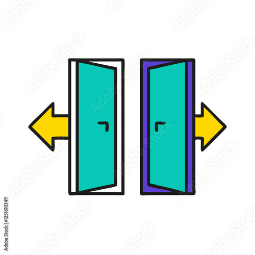 Two opened doors revealing hidden worlds