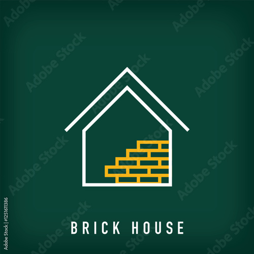 Different house construction, brick stage logo design. Construction and real estate company logo template. vector