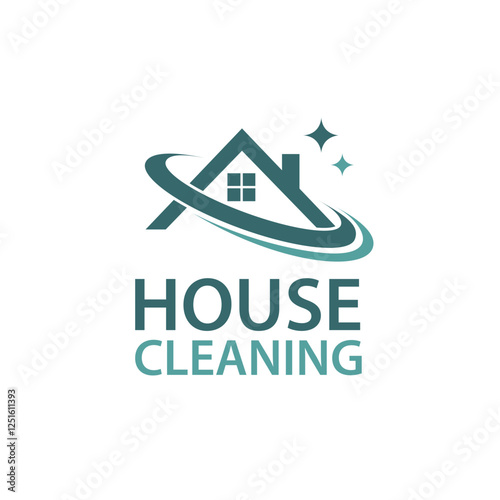 cleaning service design with house isolated on white background