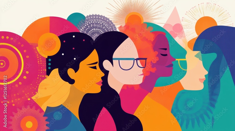 Diversity and Empowerment in Colorful Profile Illustration Diversity and Empowerment in Colorful Profile Illustration