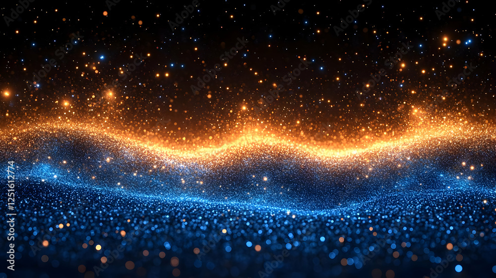 Obraz premium Stunning Blue & Gold Glitter Wave Abstract Background