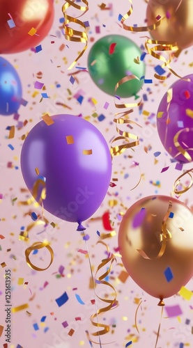 Wallpaper Mural Celebrating joy with colorful balloons and confetti during a festive gathering. Generative AI Torontodigital.ca