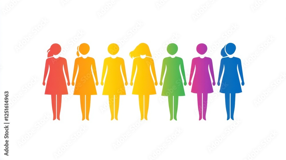 Colorful Silhouettes of Diverse Female Figures Colorful Silhouettes of Diverse Female Figures