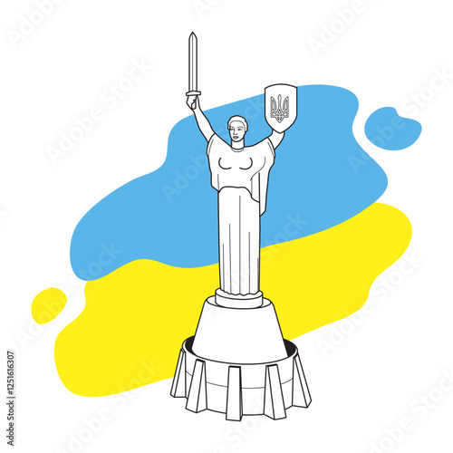 Kyiv, Motherland monument. Isolated vector illustration