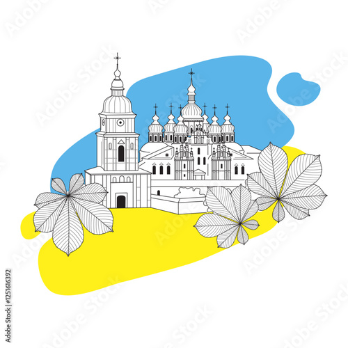 Kyiv, Kiev-Pechersk Lavra. Isolated vector illustration