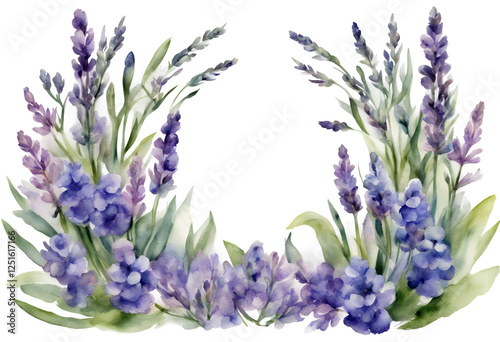 Obraz na płótnie leaves ideal wedding watercolor background invitations flower creating frame lavender herbs bluebell cards drawn isolated floral bluebells lavandula white greeting hand illustration picturesque w salonie