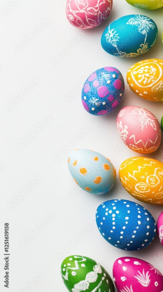 Elegant Easter composition with artisanal decorated eggs and fresh spring flowers on a trendy background. Perfect for social media marketing and business. Elegant Easter composition with artisanal decorated eggs and fresh spring flowers on a trendy background. Perfect for social media marketing and business.