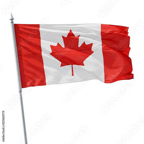 canadian flag waving in wind on transparent background PNG file 