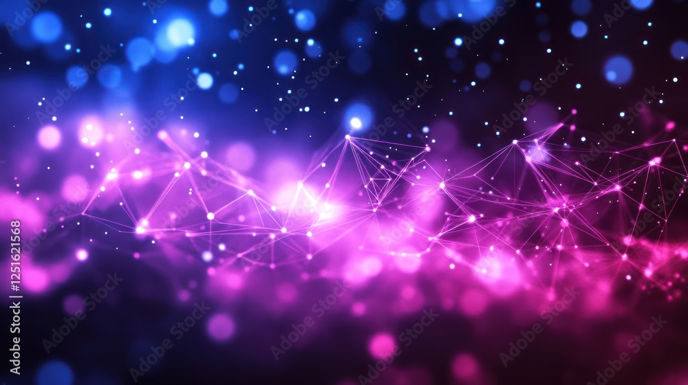 Abstract digital network glowing in dark space, bokeh background, tech presentation Abstract digital network glowing in dark space, bokeh background, tech presentation