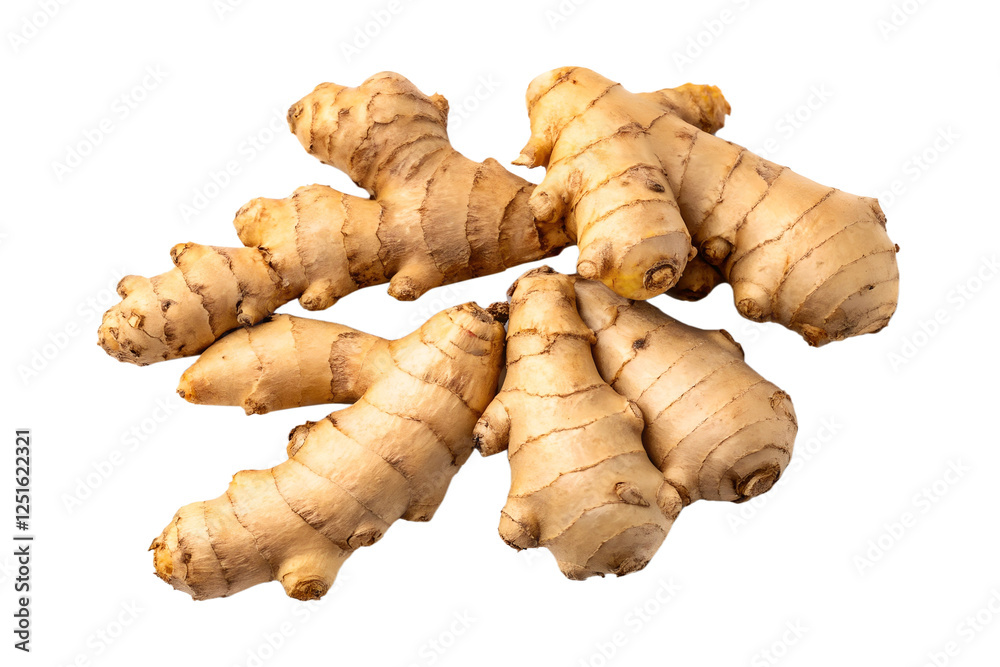 a group of ginger root on a white background. a group of ginger root on a white background.