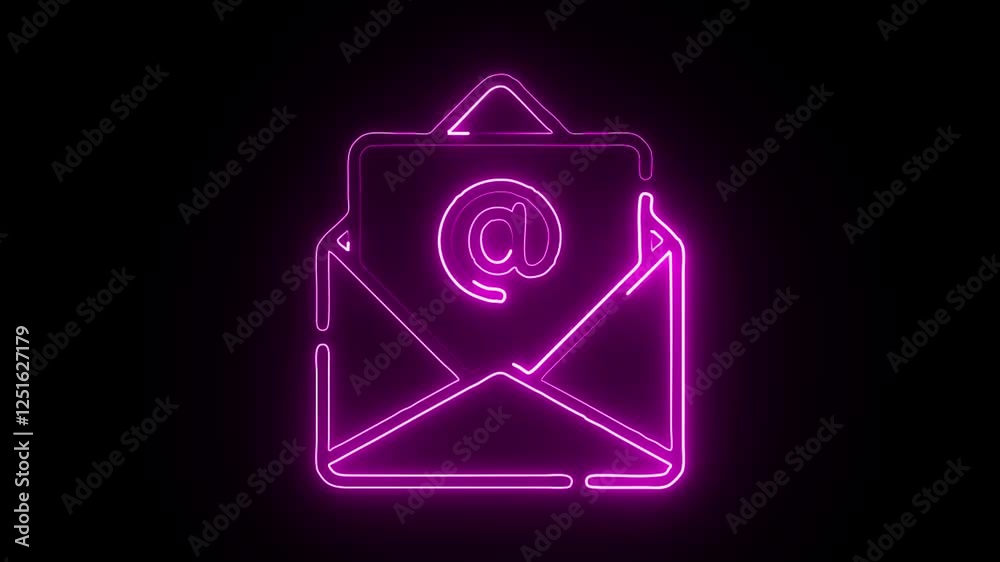 Glowing neon Email icon isolated on black background. HD Video motion graphic animation