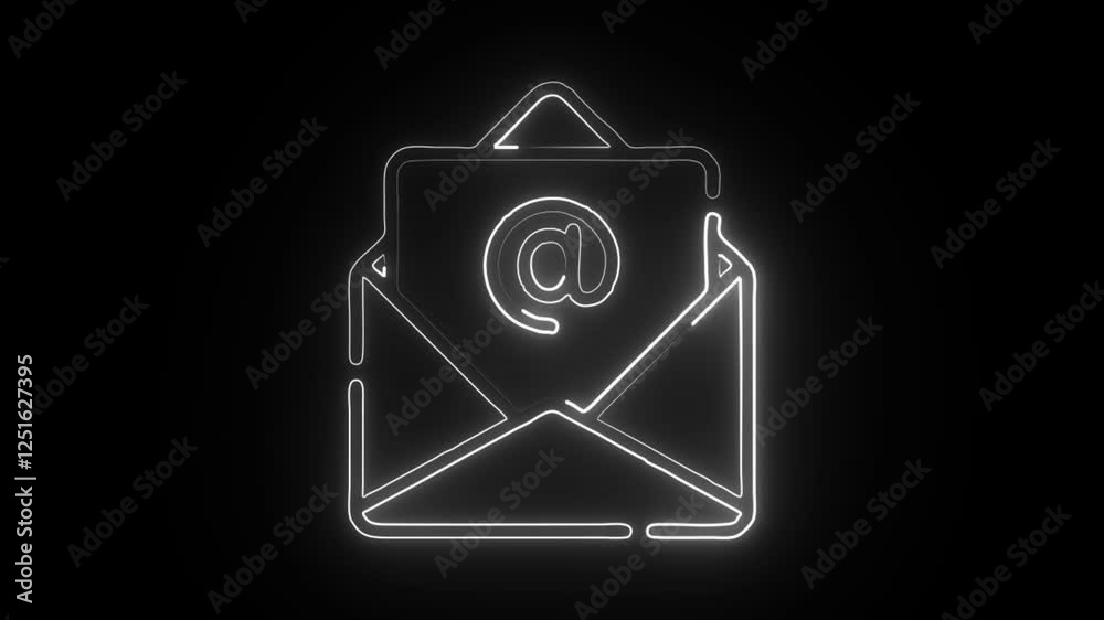 Glowing neon Email icon isolated on black background. HD Video motion graphic animation