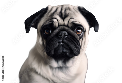Obraz na płótnie animal banner dog beautiful canino looking fur pet concept half furry posing happy only adorable face postcard domestic header pug creative grey head exposing sweet closeup gray puppy cute funny w salonie