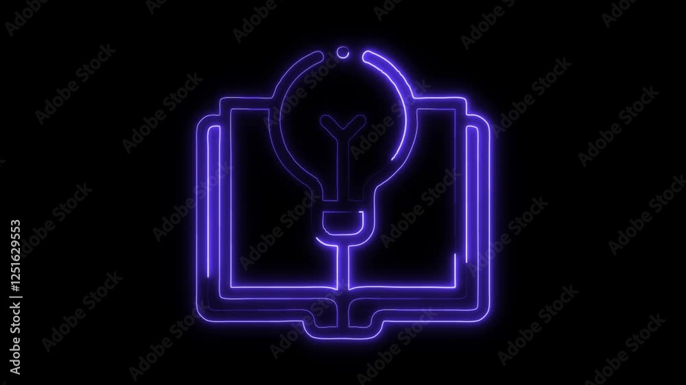 Glowing neon Knowledge icon isolated on black background. HD Video motion graphic animation Glowing neon Knowledge icon isolated on black background. HD Video motion graphic animation