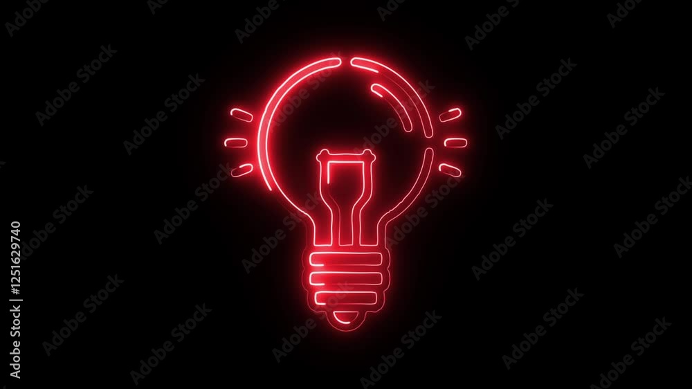 Glowing neon Light Bulb icon isolated on black background. HD Video motion graphic animation Glowing neon Light Bulb icon isolated on black background. HD Video motion graphic animation
