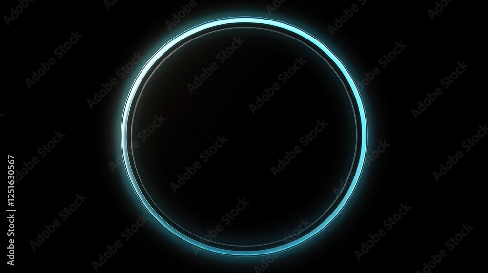 Glowing cyan circle dark background; digital design element Glowing cyan circle dark background; digital design element