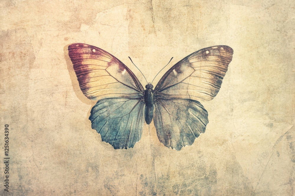 Obraz premium Butterfly with open wings over a textured background design