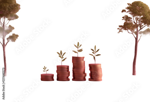 Obraz na płótnie growth bank growing three-dimensional business background currency invest render money pink coin concept illustration trees minimal stack success 3d graph stacks investment saving accounting earning w salonie