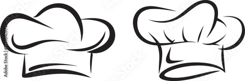 Two stylized chef hats in black outline against a white background.