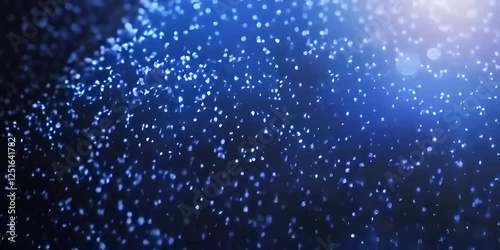 Sparkling particles create an enchanting cosmic atmosphere in deep blue hues