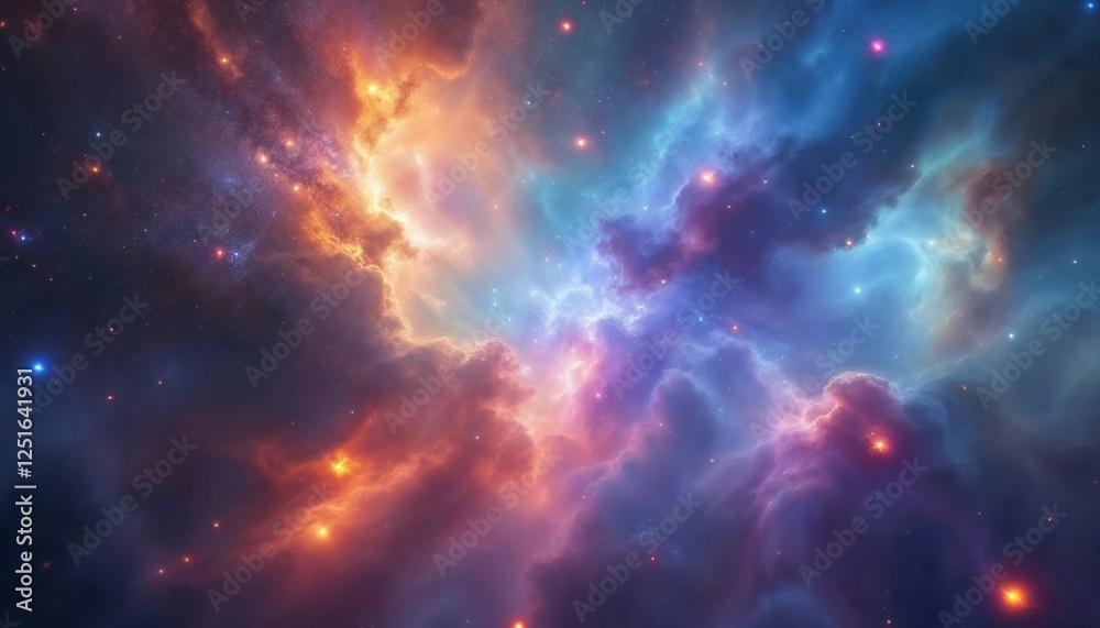 Fototapeta premium Vibrant Nebula Clouds and Stars in Deep Space Universe Exploration
