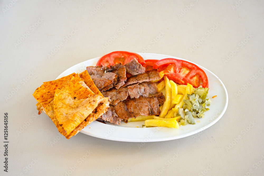 Φωτογραφία Lavash zurna doner kebab ( zurna  durum )  or shawarma sliced in plate isolated
