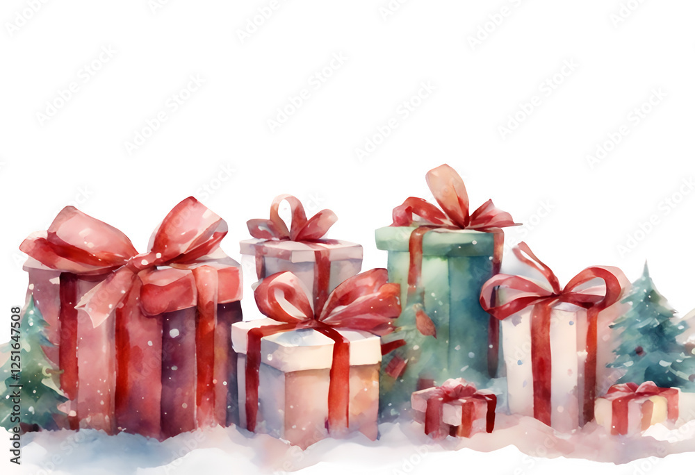 illustration christmas decoration year naive childish new aqarelle happy greeting gift winter art merry cartoon design childcare watercolor poster boxes style center holiday banner xmas drawing