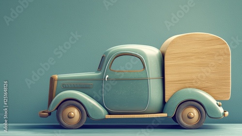 Retro truck with wooden bed, studio shot, for design photo