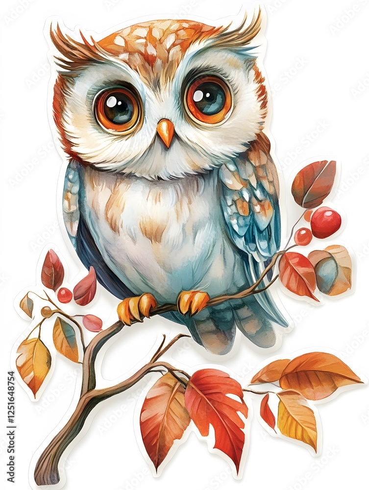 Fototapeta premium owl chick on white background