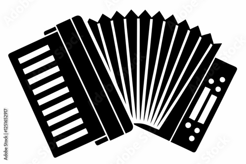 accordion line art silhouette vector illustration