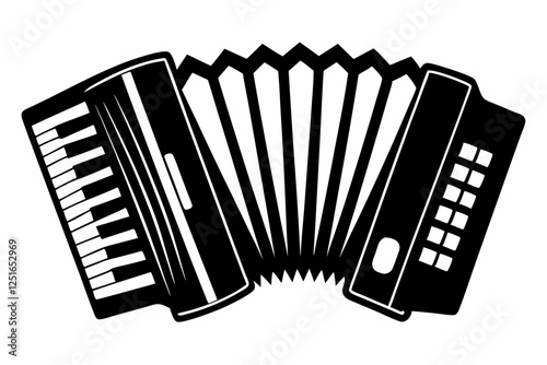 accordion line art silhouette vector illustration