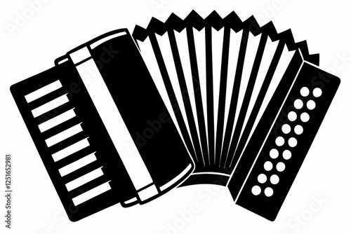 accordion line art silhouette vector illustration