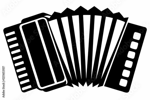 accordion line art silhouette vector illustration