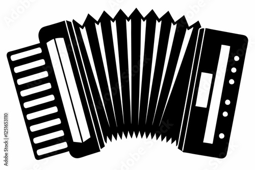accordion line art silhouette vector illustration