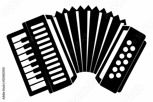accordion line art silhouette vector illustration