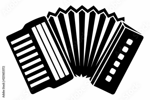 accordion line art silhouette vector illustration